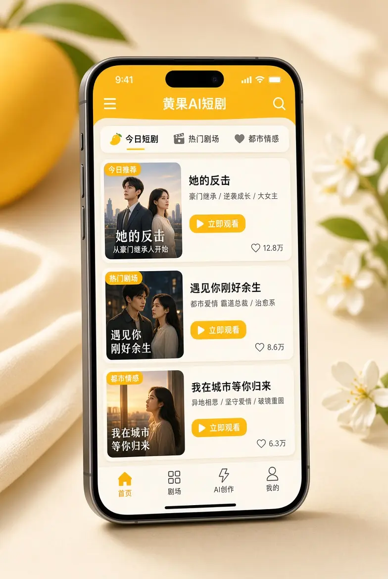 黄果AI短剧手机阅读画面